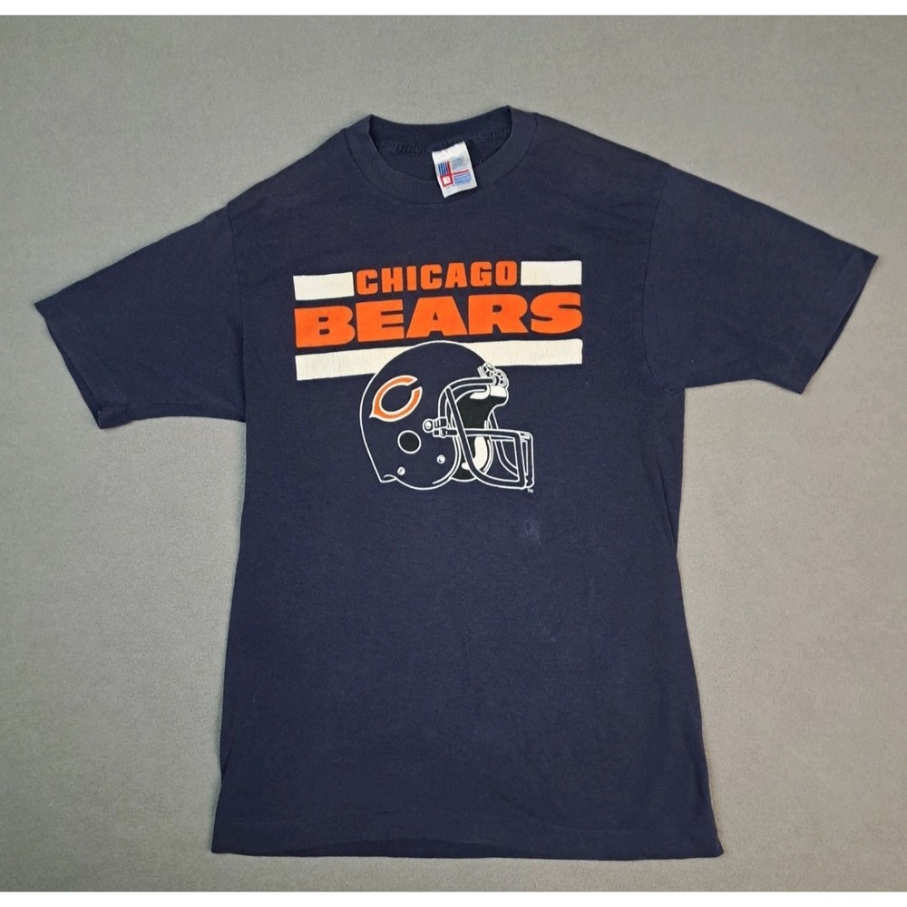 Vintage 80s Chicago Bears Shirt Men Small Navy Blue Single Stitch NFL USA Made